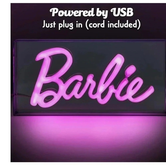 Barbie Paladone Barbie Logo LED Neon Pink Sign, Room Decor - Picture 7 of 9